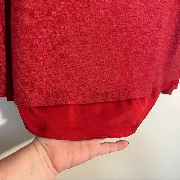 LANDS END Split Back Knit sweater Size Small Rich red long sleeve lined holiday - Picture 2 of 6